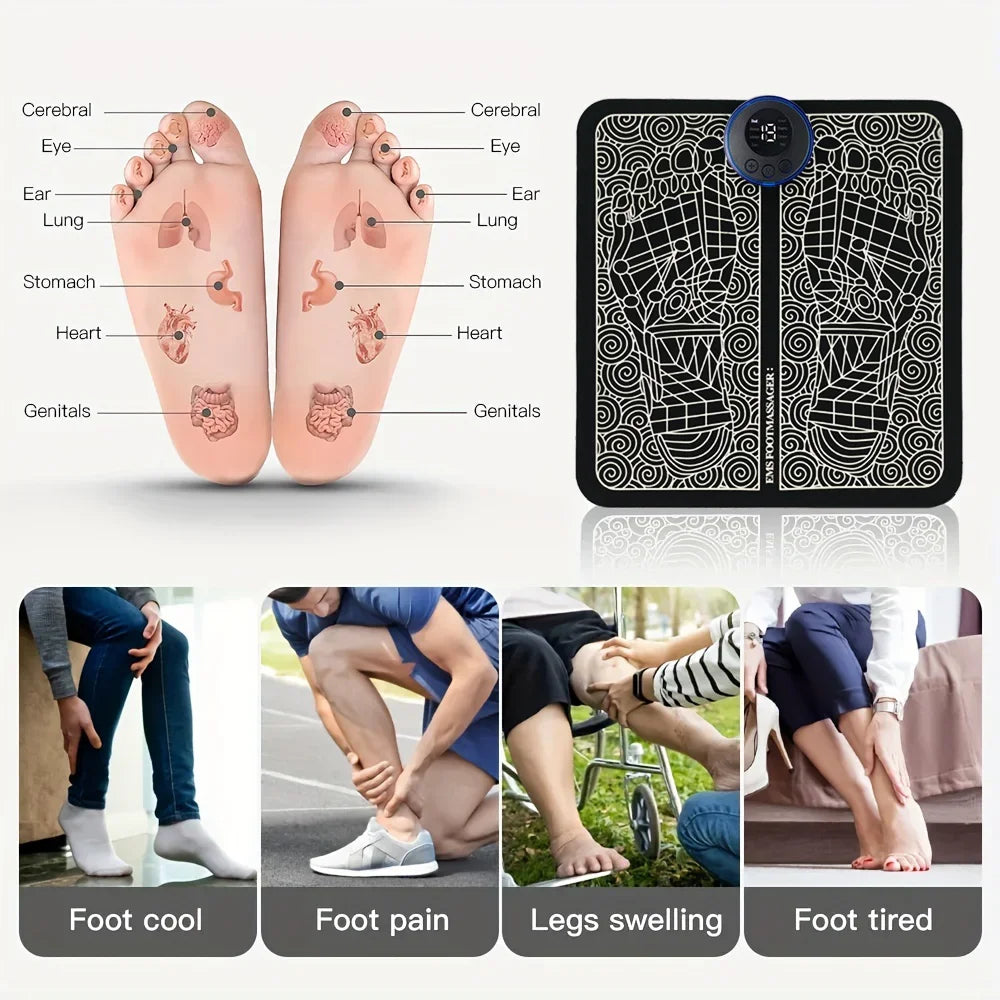 Remote EMS Foot Massager Pad Portable Electric Muscle Stimulation Massage Mat Improve Blood Circulation Relief Pain Relax Feet